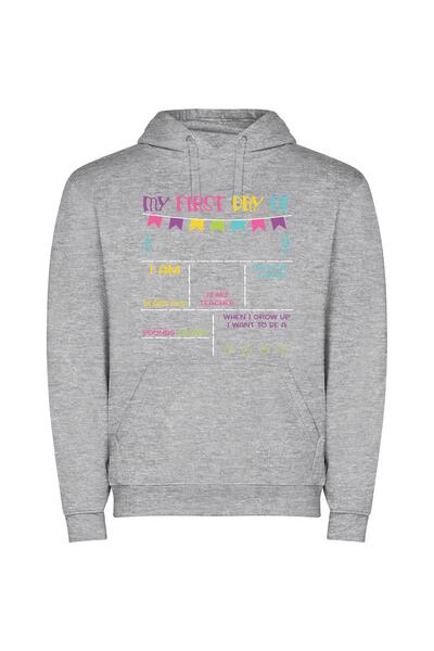 iLovePrints Eager Dreamer: Classroom Odyssey Φούτερ με κουκούλα σε χρώμα Γκρι