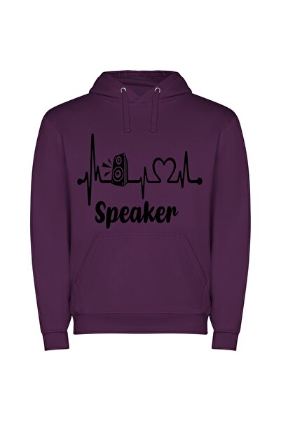 iLovePrints Monochrome Speaker Ensemble Φούτερ με κουκούλα σε χρώμα Μωβ