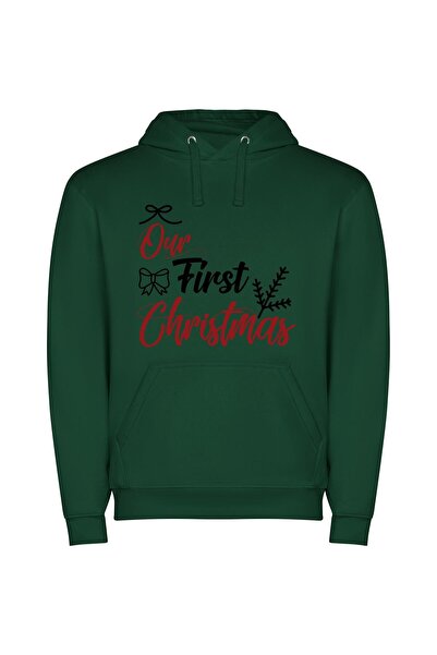 iLovePrints First Christmas Extravaganza Φούτερ με κουκούλα σε χρώμα Πράσινο