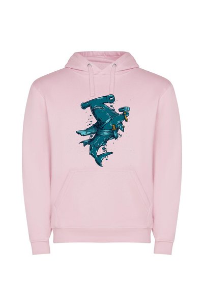 iLovePrints Sharp Shark Illustration Φούτερ με κουκούλα σε χρώμα Ροζ