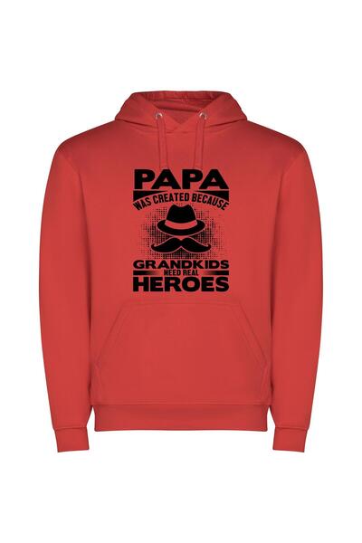 iLovePrints Real Heroic Grandpa Φούτερ με κουκούλα σε χρώμα Κόκκινο