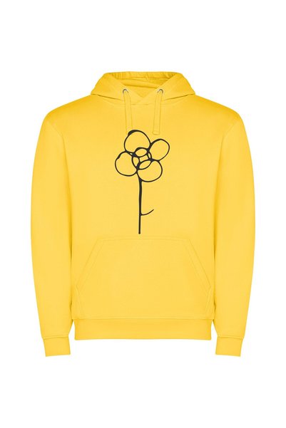 iLovePrints Monochrome Blossom Elegance Φούτερ με κουκούλα σε χρώμα Κίτρινο