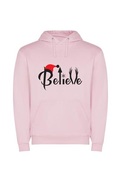 iLovePrints Believe in Merry Magic Φούτερ με κουκούλα σε χρώμα Ροζ