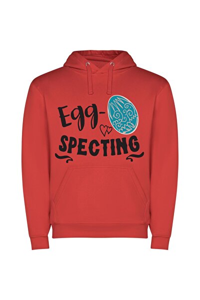 iLovePrints Egg-topped Branding Showcase Φούτερ με κουκούλα σε χρώμα Κόκκινο