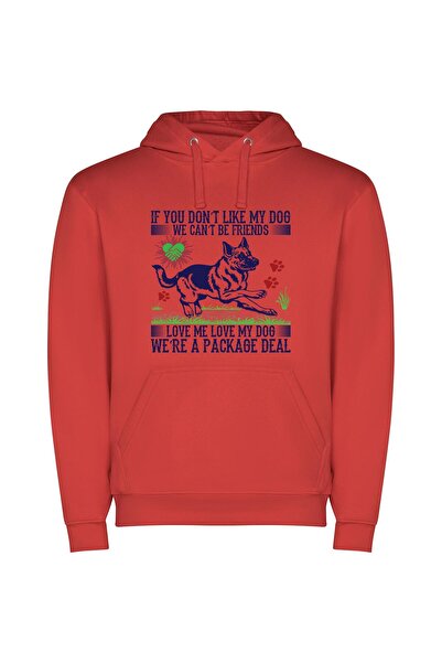 iLovePrints Furry Friendship Insignia Φούτερ με κουκούλα σε χρώμα Κόκκινο
