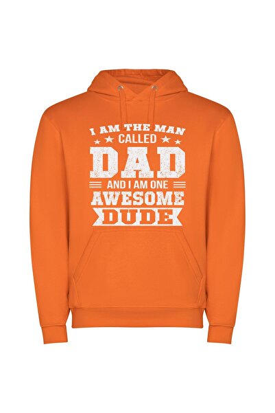 iLovePrints Dad: The Epic Awesomeness Φούτερ με κουκούλα σε χρώμα Πορτοκαλί