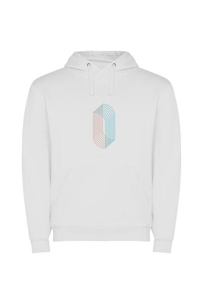 iLovePrints Symmetrical Minimalist Vector Art Φούτερ με κουκούλα σε χρώμα Λευκό