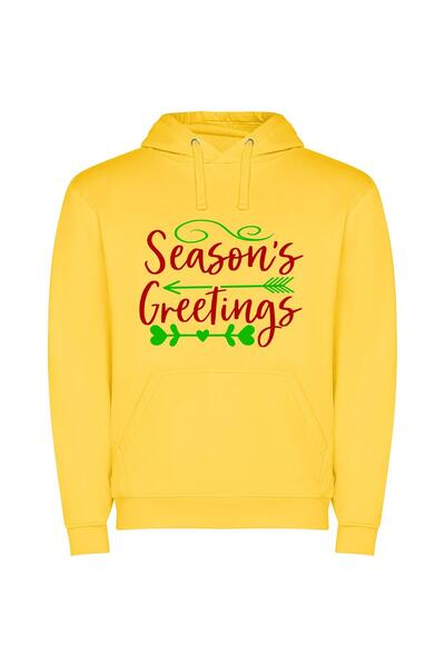 iLovePrints Festive 2015 Greetings Φούτερ με κουκούλα σε χρώμα Κίτρινο