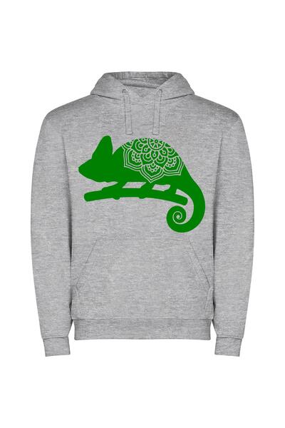 iLovePrints Chameleon's Enigmatic Hue Φούτερ με κουκούλα σε χρώμα Γκρι
