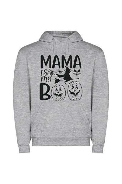 iLovePrints Mama's Boo: Spooktacular Pumpkins! Φούτερ με κουκούλα σε χρώμα Γκρι