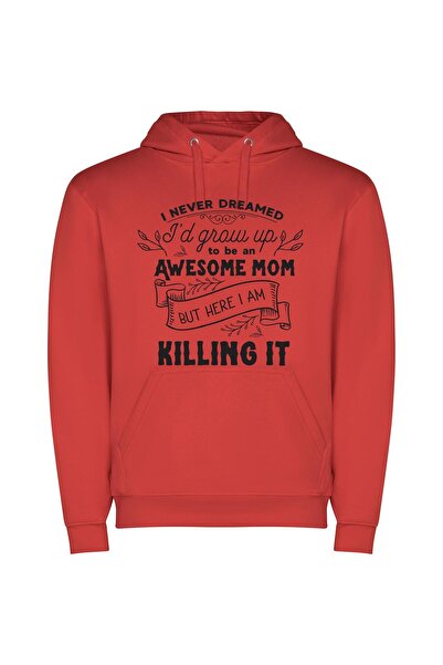 iLovePrints Unforeseen Supermom Triumph Φούτερ με κουκούλα σε χρώμα Κόκκινο