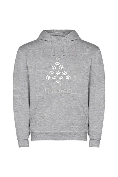 iLovePrints Joyful Paw Prints Sparkle Φούτερ με κουκούλα σε χρώμα Γκρι