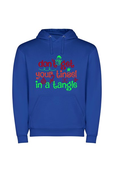 iLovePrints Tinsel Tangle Merriment: TYFTT Φούτερ με κουκούλα σε χρώμα Μπλε