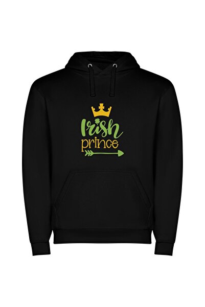 iLovePrints Crowned Irish YouTube Prince Φούτερ με κουκούλα σε χρώμα Μαύρο