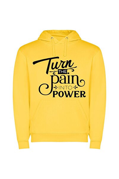 iLovePrints Pain to Power Φούτερ με κουκούλα σε χρώμα Κίτρινο