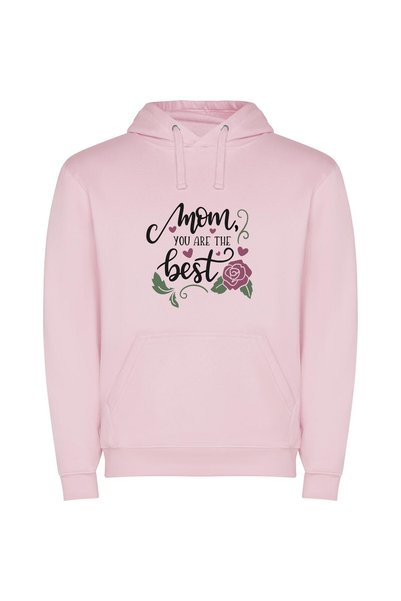 iLovePrints Blooming Words: Mom's Excellence Φούτερ με κουκούλα σε χρώμα Ροζ