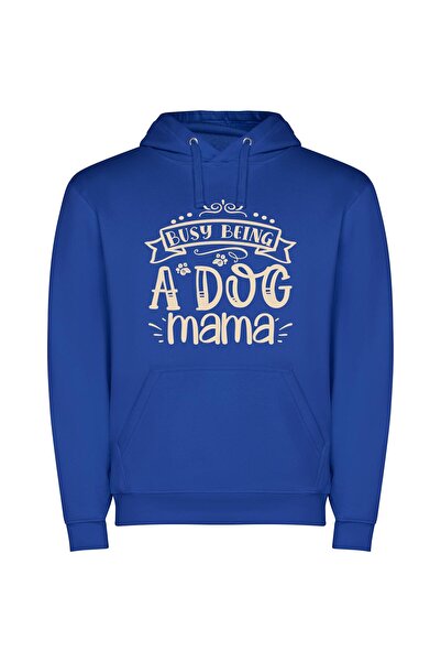 iLovePrints Fur Mama's Whimsical Bliss Φούτερ με κουκούλα σε χρώμα Μπλε