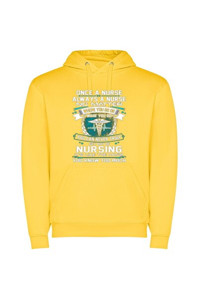 iLovePrints Healing Touch: Nurses United Φούτερ με κουκούλα σε χρώμα Κίτρινο