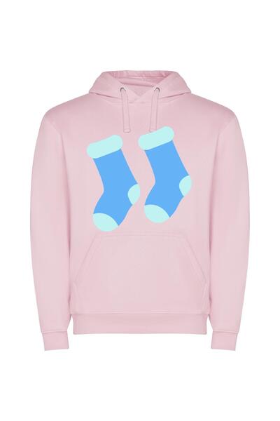 iLovePrints Fashionable Blue Sock Duo Φούτερ με κουκούλα σε χρώμα Ροζ
