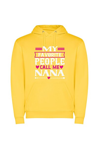iLovePrints Grandma's Pink Happiness Φούτερ με κουκούλα σε χρώμα Κίτρινο