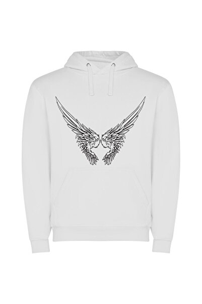iLovePrints Regal Monochrome Avian Grace Φούτερ με κουκούλα σε χρώμα Λευκό