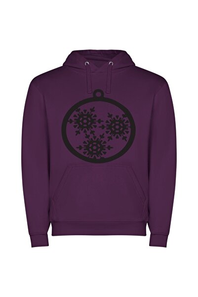 iLovePrints Elegant Snowflake Ornament Φούτερ με κουκούλα σε χρώμα Μωβ