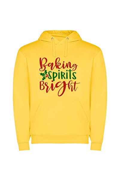 iLovePrints Twinkling Holiday Inspiration Φούτερ με κουκούλα σε χρώμα Κίτρινο