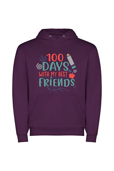 iLovePrints 100 Days of Friendship Φούτερ με κουκούλα σε χρώμα Μωβ
