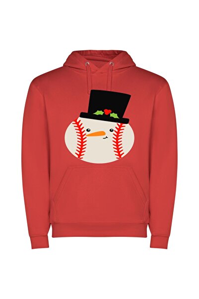 iLovePrints Frosty Sport Mascot: HD Φούτερ με κουκούλα σε χρώμα Κόκκινο