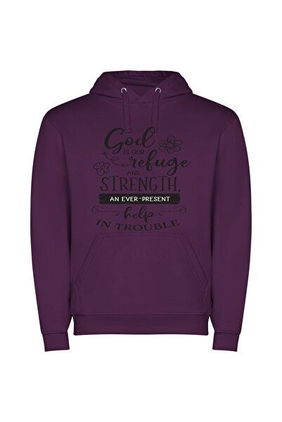 iLovePrints Divine Strength Refuge Φούτερ με κουκούλα σε χρώμα Μωβ
