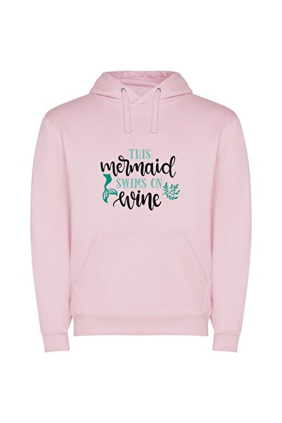 iLovePrints Wine-Drenched Aquatic Royalty Φούτερ με κουκούλα σε χρώμα Ροζ