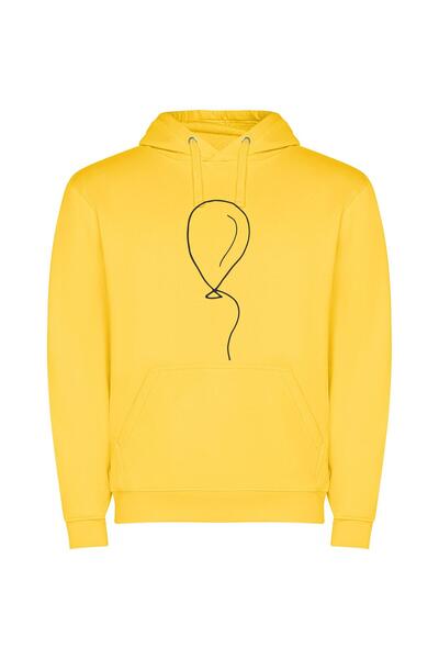 iLovePrints Elegant Mono-Balloon Art Φούτερ με κουκούλα σε χρώμα Κίτρινο
