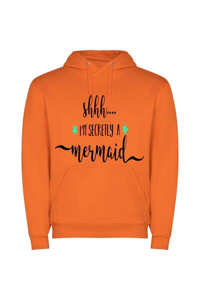 iLovePrints Silently Seductive Mermaid Φούτερ με κουκούλα σε χρώμα Πορτοκαλί