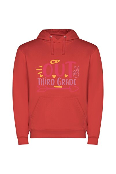 iLovePrints Artful Third Grade Journey Φούτερ με κουκούλα σε χρώμα Κόκκινο