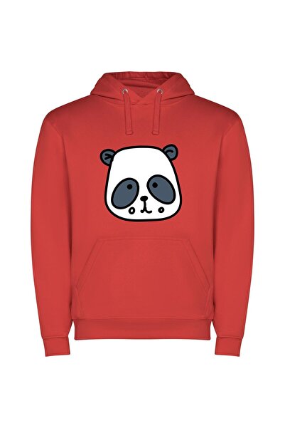 iLovePrints Panda Perfection! Φούτερ με κουκούλα σε χρώμα Κόκκινο