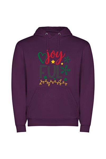iLovePrints Joyful Starry Greetings Φούτερ με κουκούλα σε χρώμα Μωβ