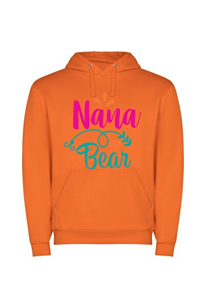 iLovePrints Grandma's Bear Logo Φούτερ με κουκούλα σε χρώμα Πορτοκαλί