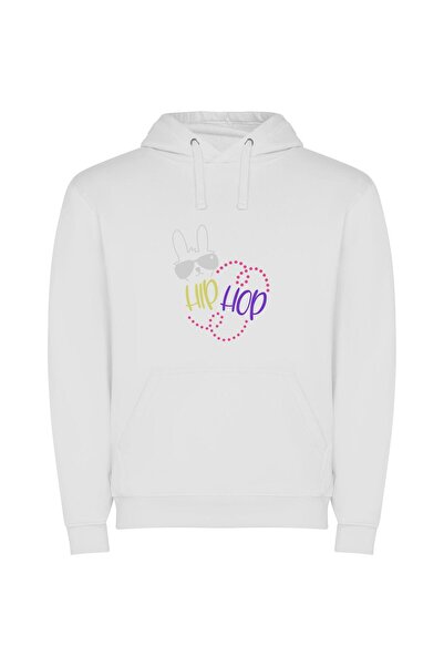 iLovePrints Bunny Grooves: Urban-Inspired Chillhop Φούτερ με κουκούλα σε χρώμ...