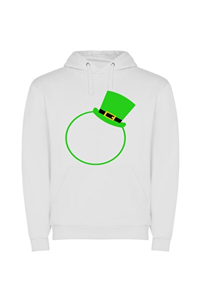 iLovePrints Emerald-Hued Tophat Elegance Φούτερ με κουκούλα σε χρώμα Λευκό