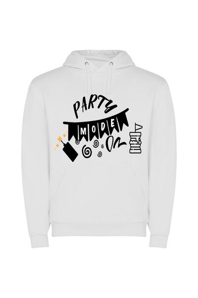 iLovePrints Chic Noir Party Glam Φούτερ με κουκούλα σε χρώμα Λευκό
