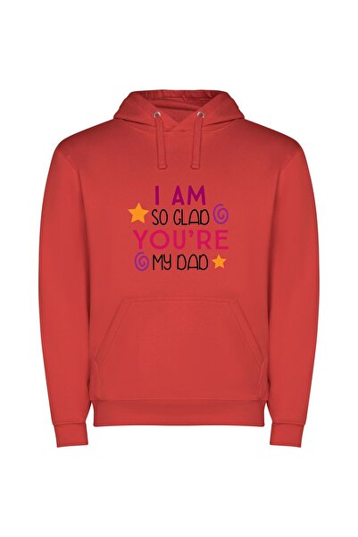 iLovePrints Proud Daddy, My Hero Φούτερ με κουκούλα σε χρώμα Κόκκινο