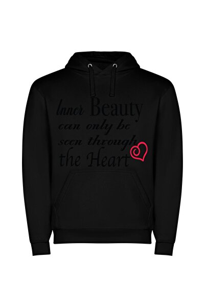 iLovePrints Soulful Beauty Unveiled Φούτερ με κουκούλα σε χρώμα Μαύρο