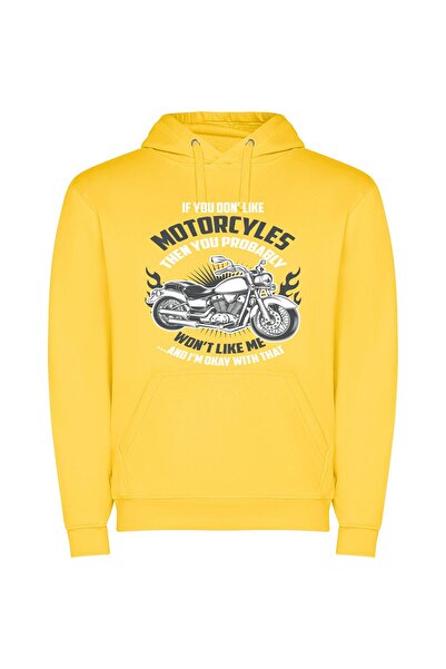 iLovePrints Monochrome Moto Masterpiece Φούτερ με κουκούλα σε χρώμα Κίτρινο