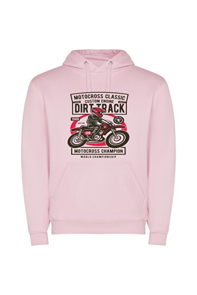 iLovePrints Retro Moto Madness Φούτερ με κουκούλα σε χρώμα Ροζ