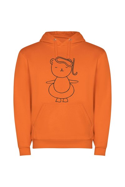 iLovePrints Playful Kawaii Bear: Elegant Φούτερ με κουκούλα σε χρώμα Πορτοκαλί