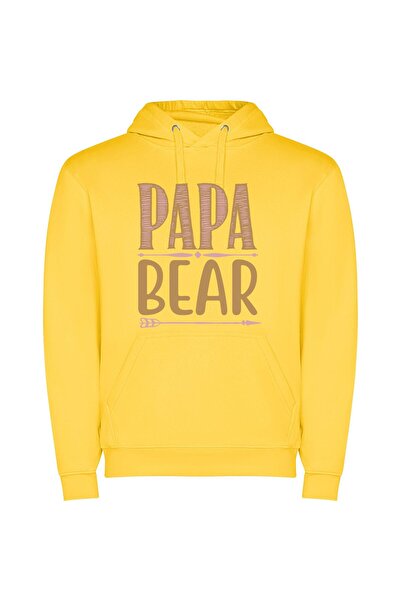 iLovePrints Papa Bear's Chic Sign Φούτερ με κουκούλα σε χρώμα Κίτρινο