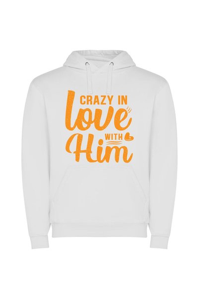 iLovePrints Crazy Love Affair Φούτερ με κουκούλα σε χρώμα Λευκό