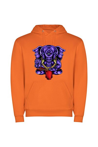 iLovePrints Colorful Ganesha: Majestic Elephant Φούτερ με κουκούλα σε χρώμα Π...