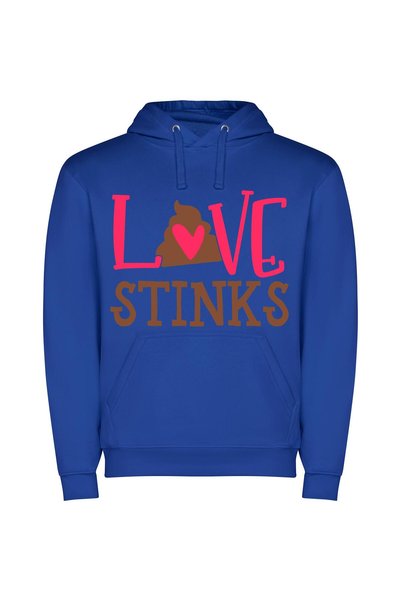 iLovePrints Pink Stinky Love Sign Φούτερ με κουκούλα σε χρώμα Μπλε