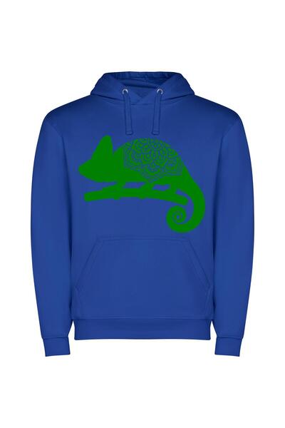 iLovePrints Chameleon's Enigmatic Hue Φούτερ με κουκούλα σε χρώμα Μπλε